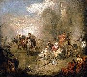 Jean-Baptiste Pater Soldiers and Camp Followers Resting from a March Germany oil painting artist